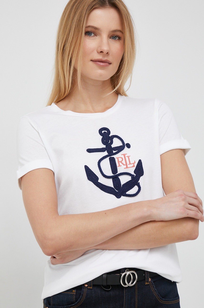 

Тениска Lauren Ralph Lauren в бяло, Бял