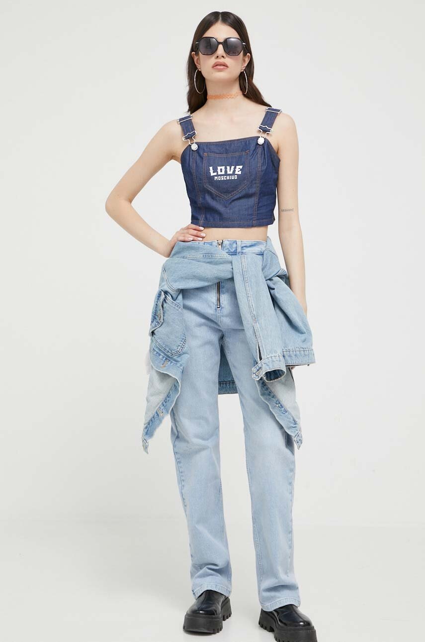 Μπλούζα Love Moschino χρώμα: ναυτικό μπλε φωτογραφία