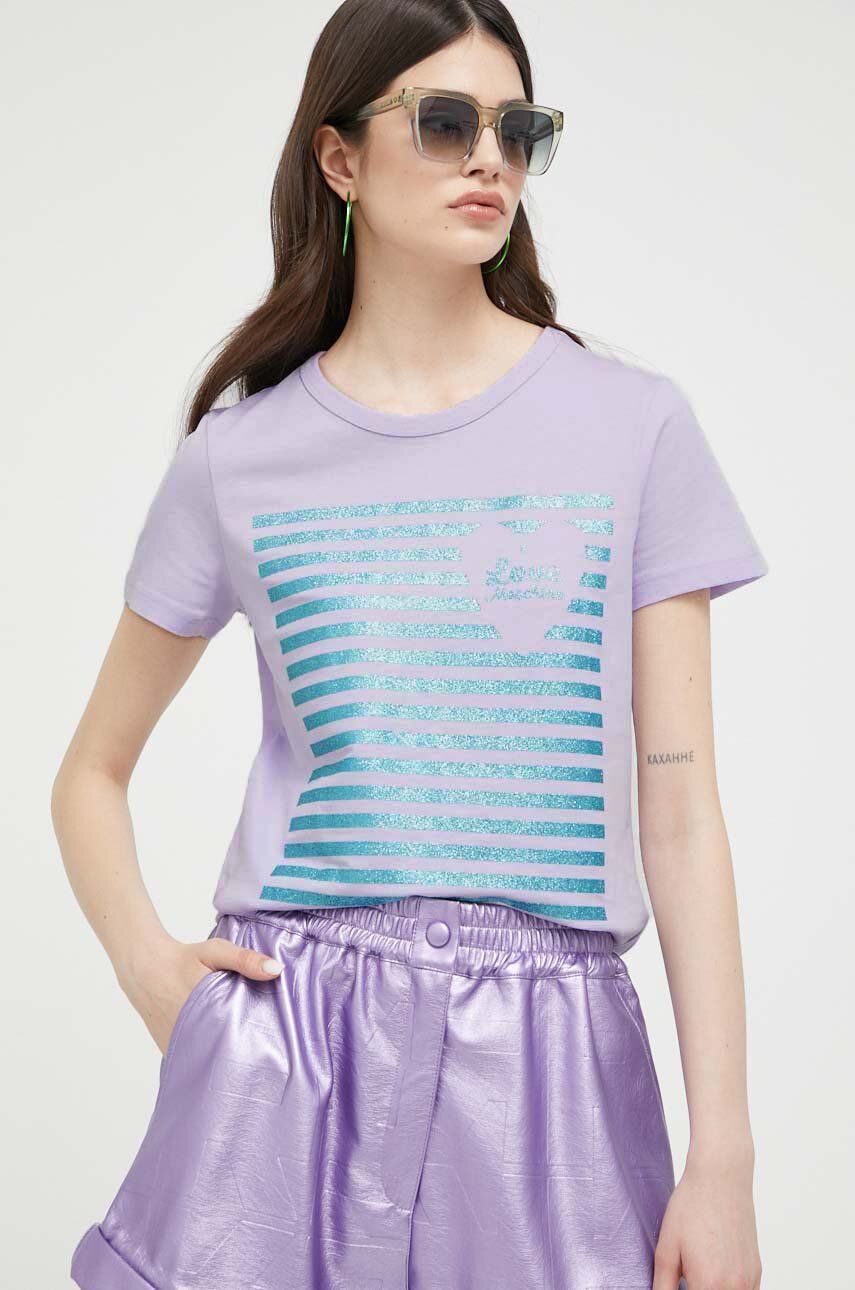 Love Moschino tricou femei, culoarea violet