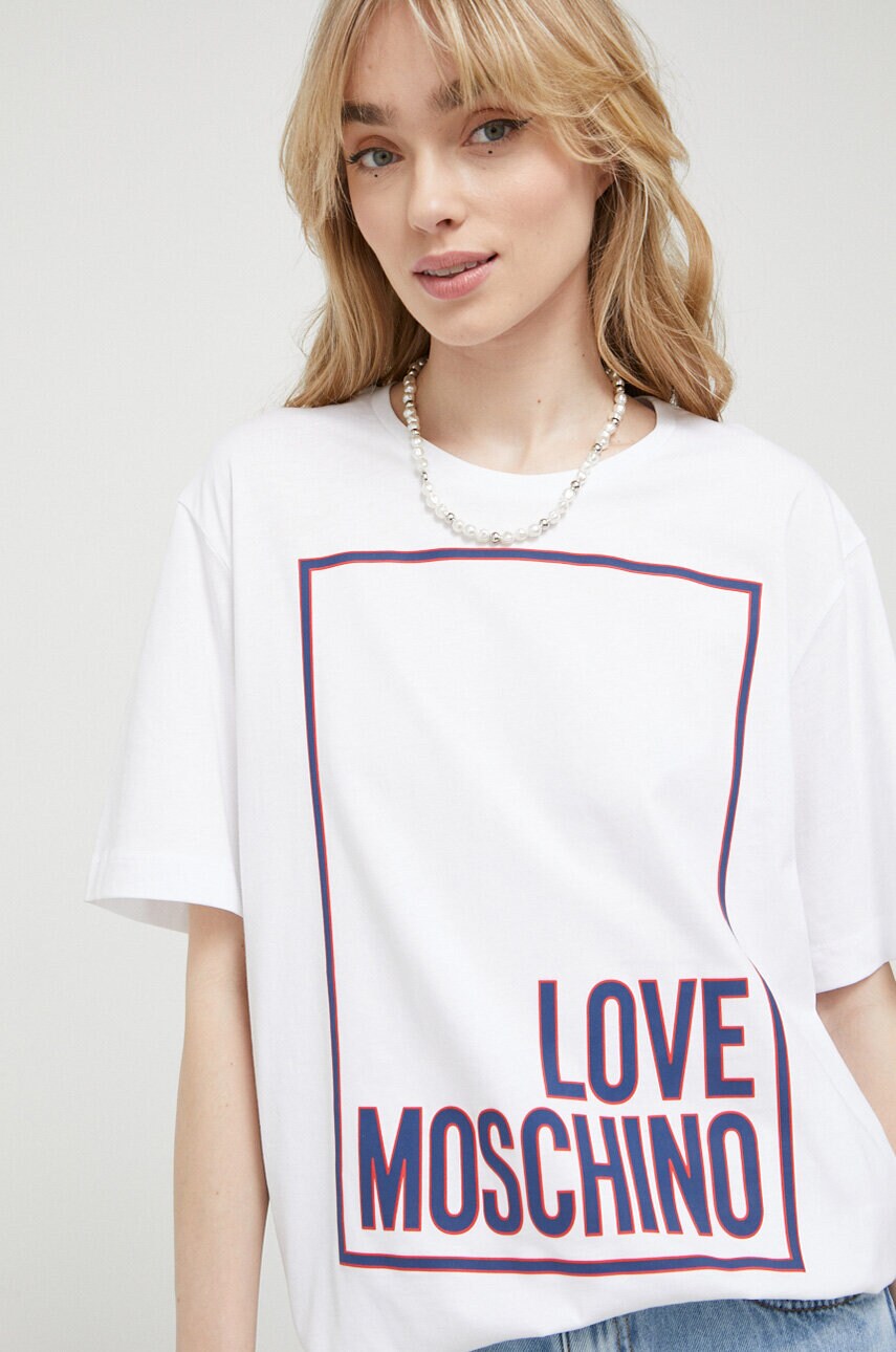 

Бавовняна футболка Love Moschino колір білий