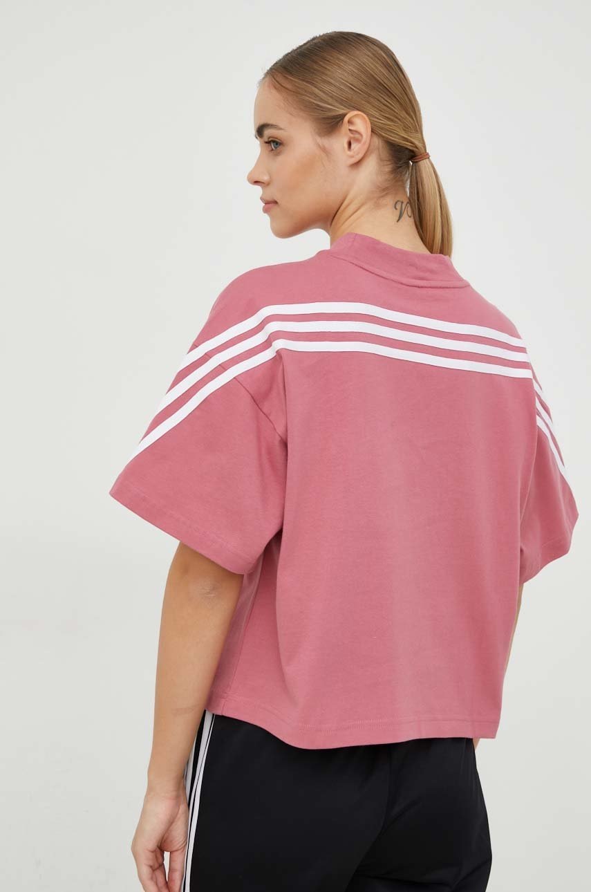 

Хлопковая футболка adidas цвет розовый