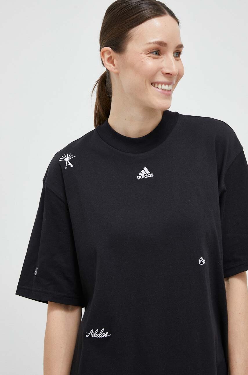 

Хлопковая футболка adidas цвет чёрный