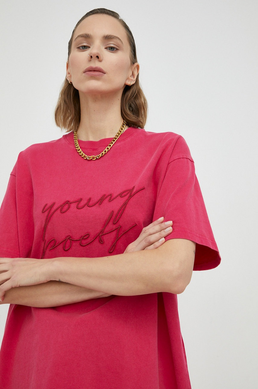 

Памучна тениска Young Poets Society Signature Pria 224 в розово, Розов