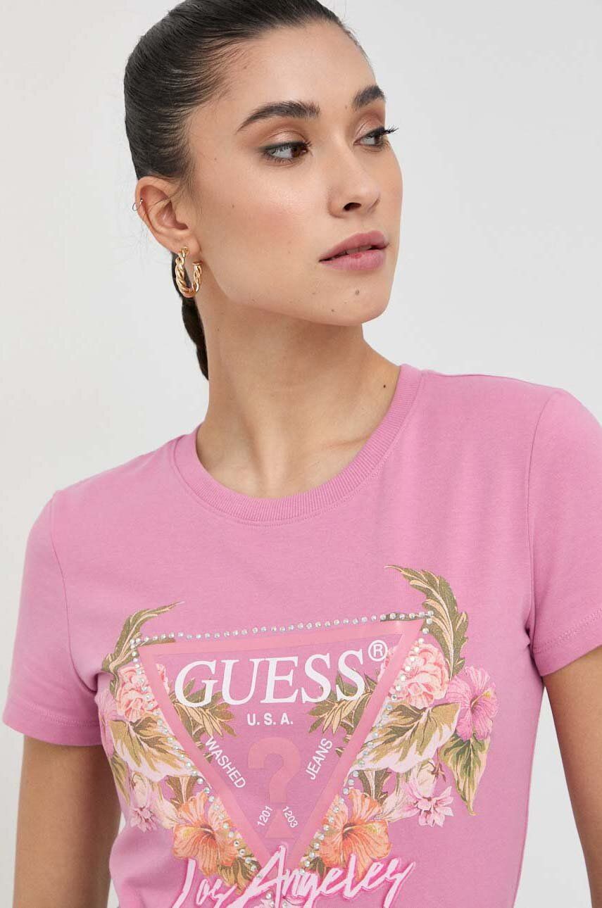 

Футболка Guess женский цвет розовый