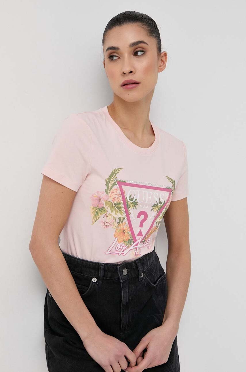 

Футболка Guess женский цвет розовый