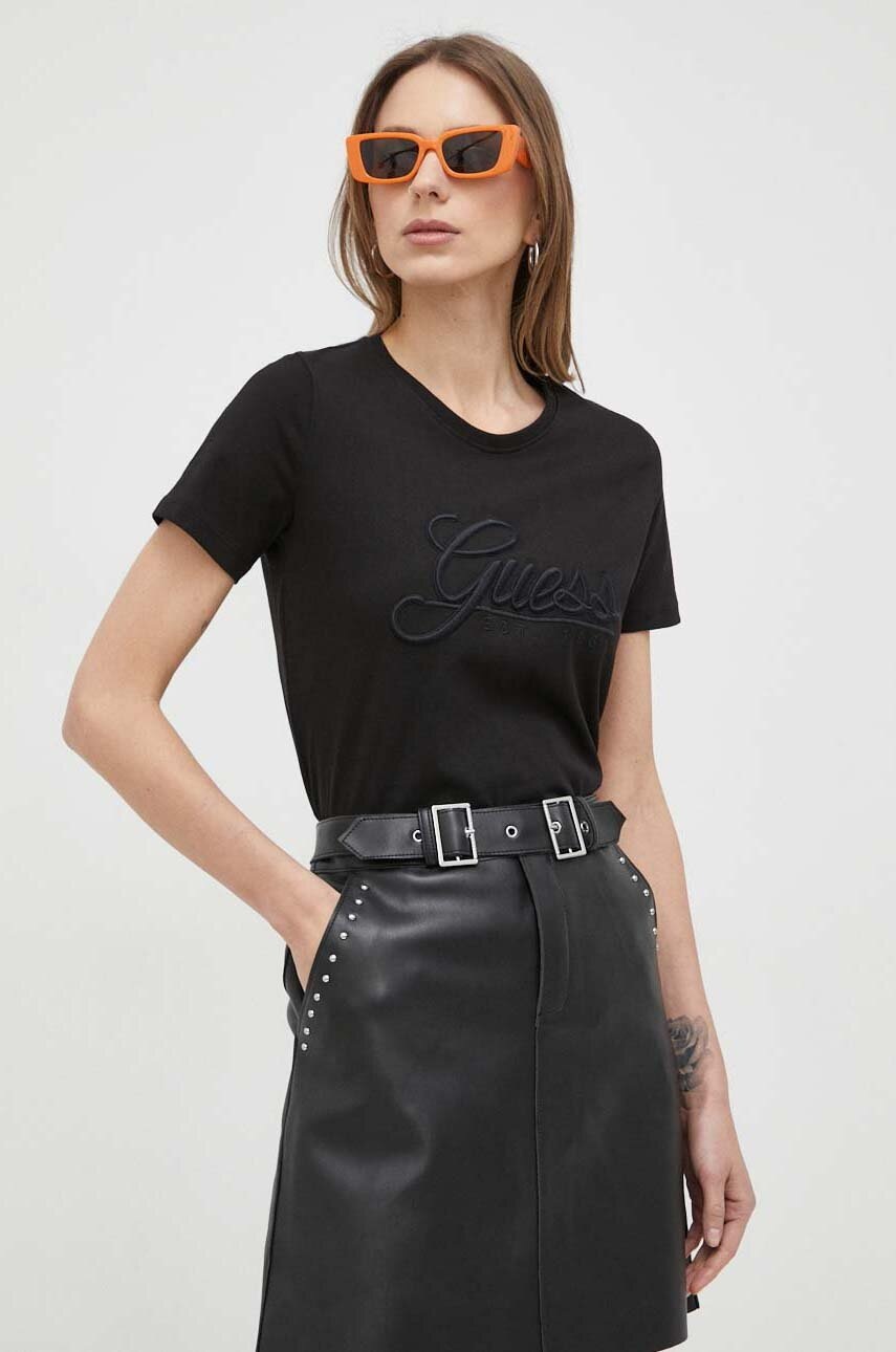 

Хлопковая футболка Guess цвет чёрный
