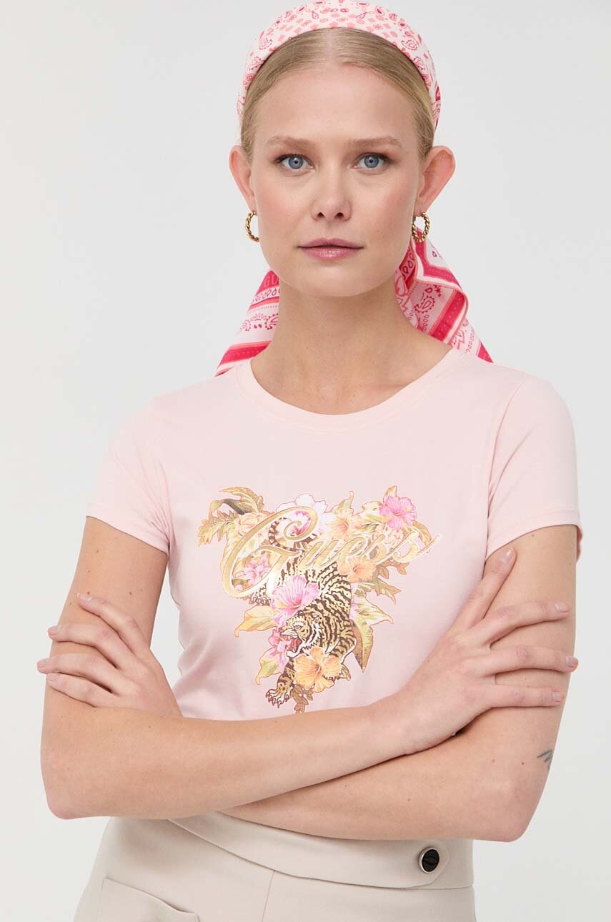 

Футболка Guess жіночий колір рожевий