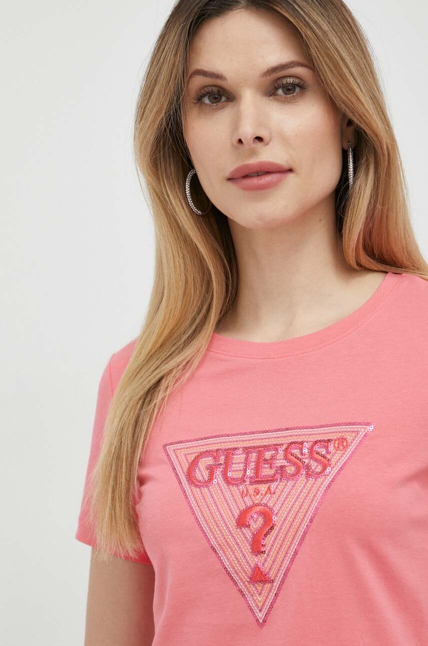 

Футболка Guess женский цвет розовый