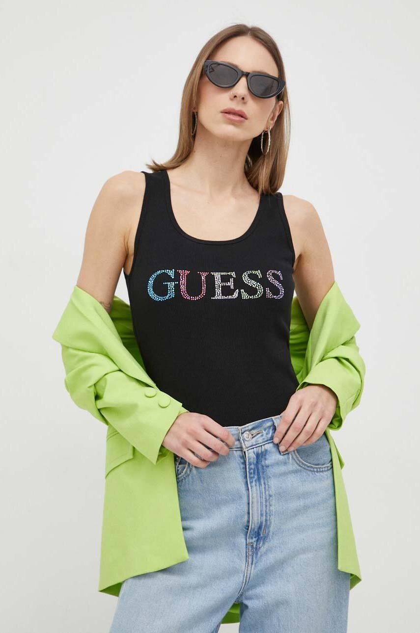 

Хлопковый топ Guess цвет чёрный