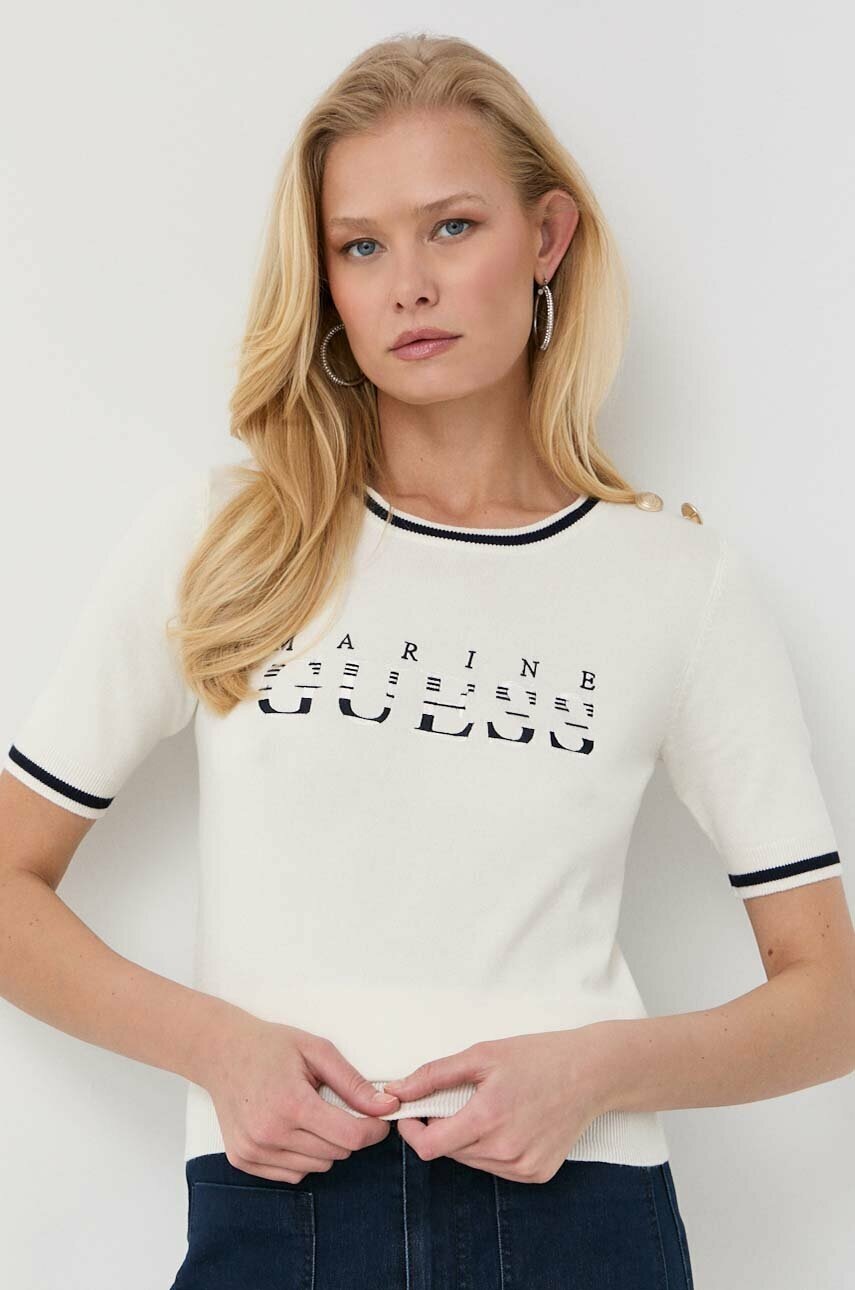 

Тениска Guess в бежово, Бежов