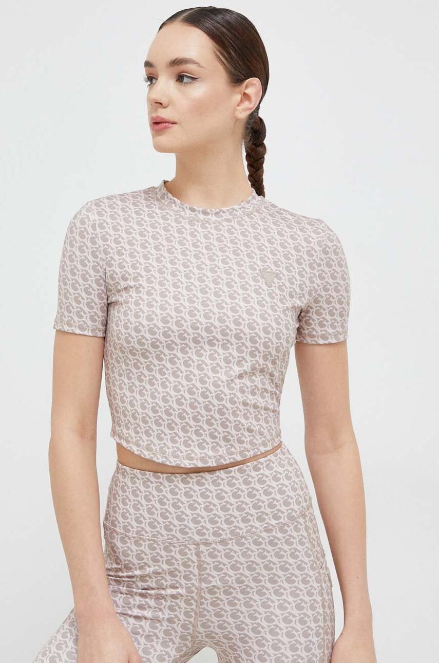 

Тениска Guess в кафяво, Кафяв