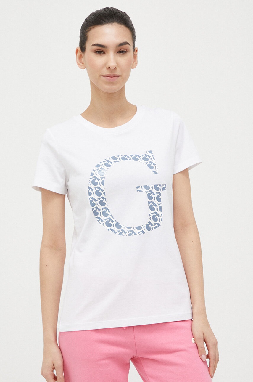 

Бавовняна футболка Guess колір білий