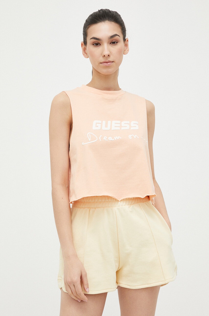 

Хлопковый топ Guess цвет оранжевый