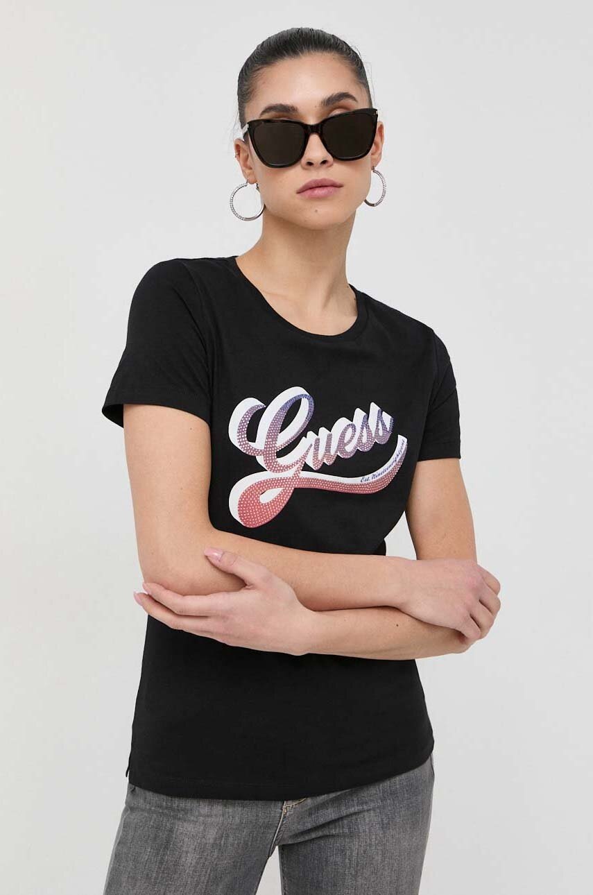 

Хлопковая футболка Guess цвет чёрный