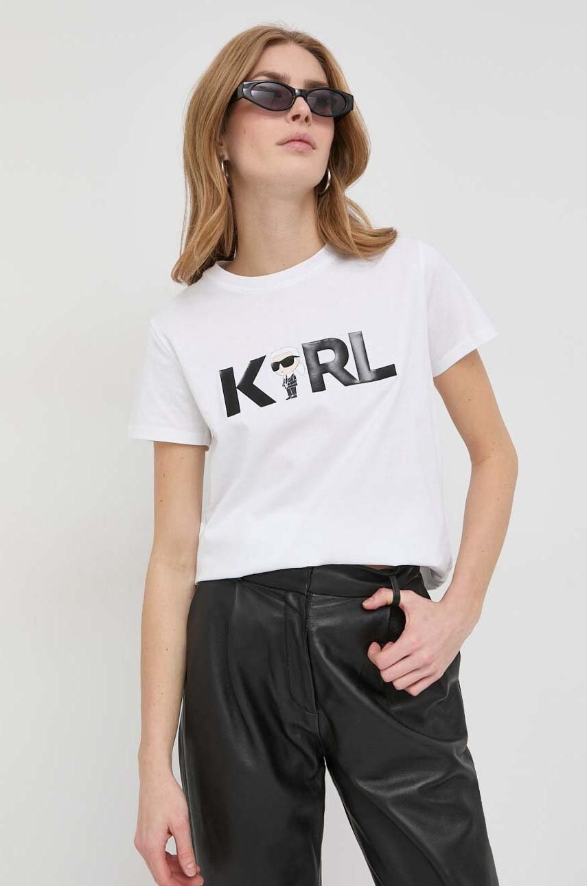 

Хлопковая футболка Karl Lagerfeld цвет белый