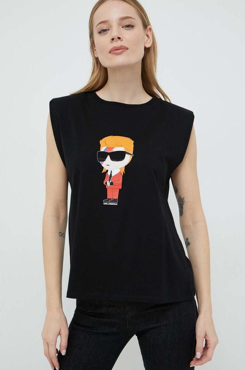 

Хлопковый топ Karl Lagerfeld цвет чёрный