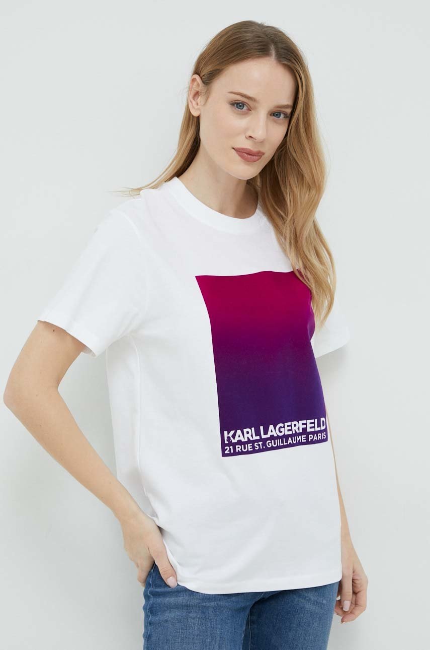 

Бавовняна футболка Karl Lagerfeld колір білий