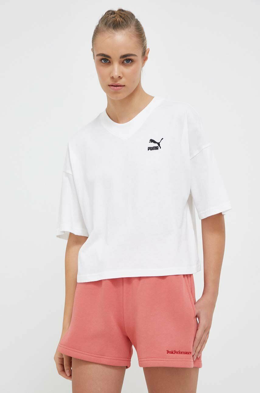 Bavlněné tričko Puma bílá barva, 538052-01