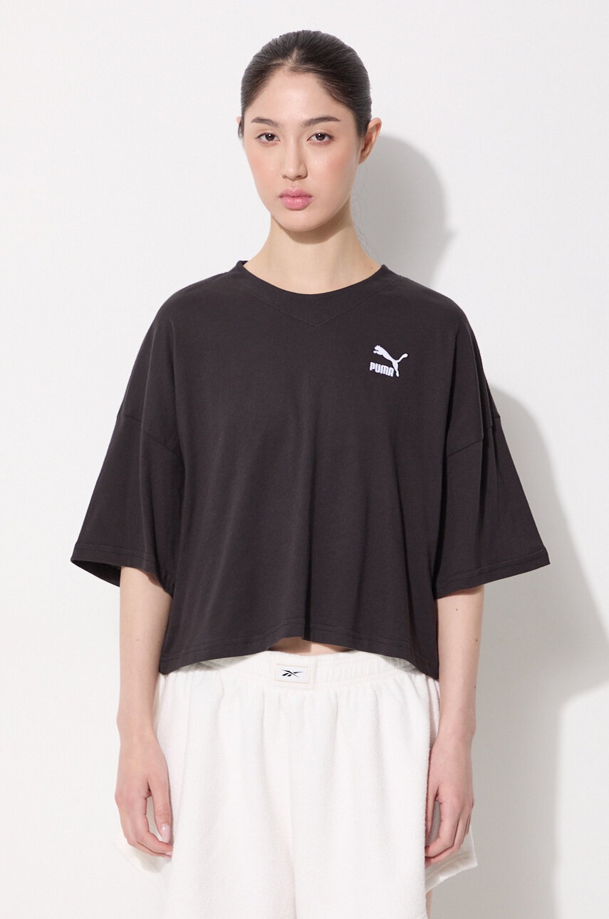 Bavlněné tričko Puma černá barva, 538052-01