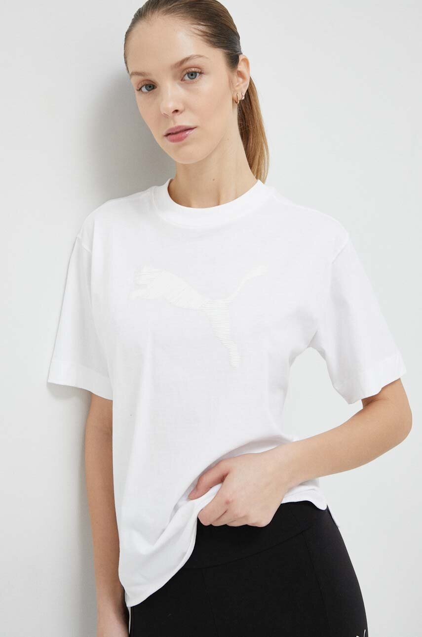 

Памучна тениска Puma в бяло, Бял