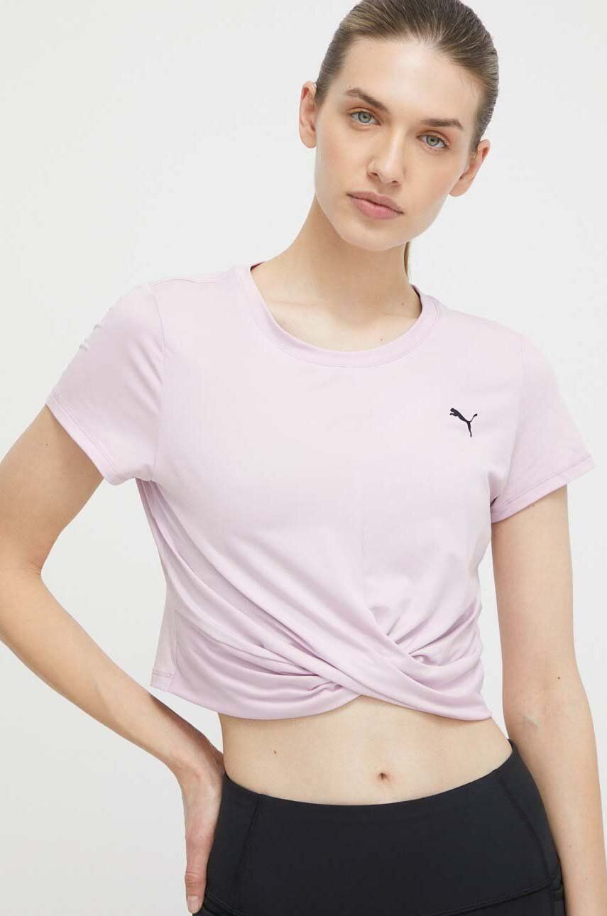 Puma tricou yoga Studio Yogini Lite Twist culoarea roz 523164