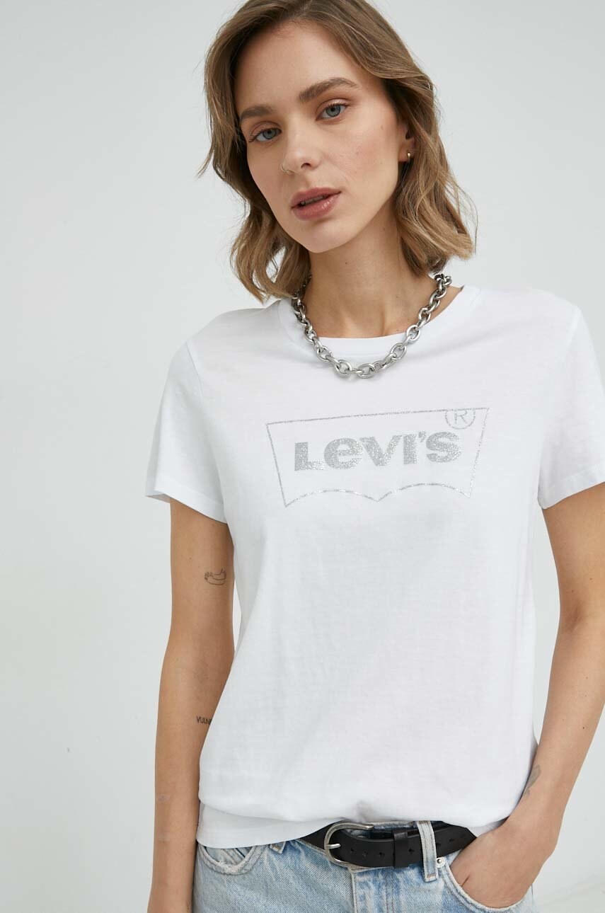 

Памучна тениска Levi' в бяло, Бял