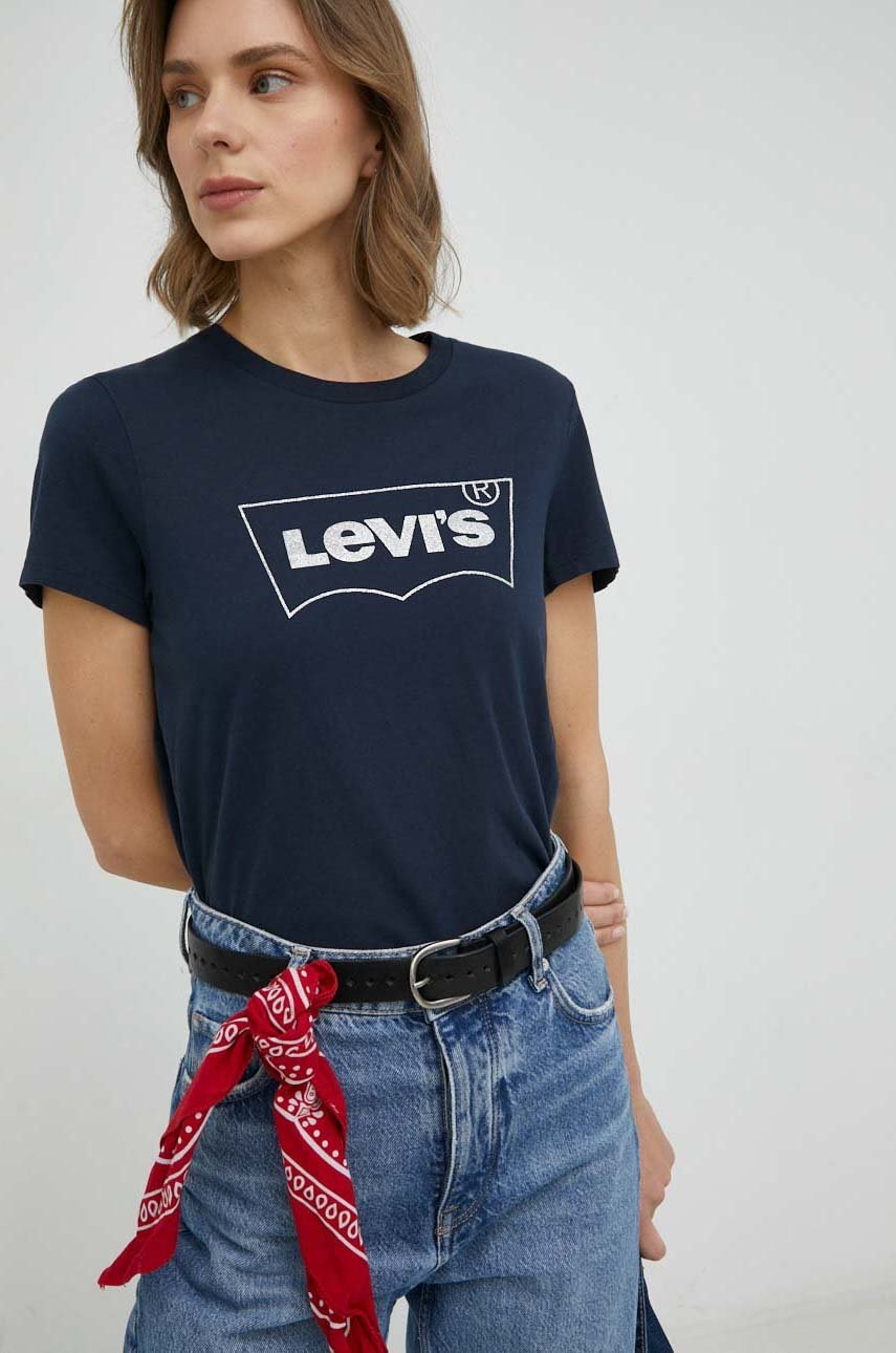 

Памучна тениска Levi's в тъмносиньо, Тъмносин