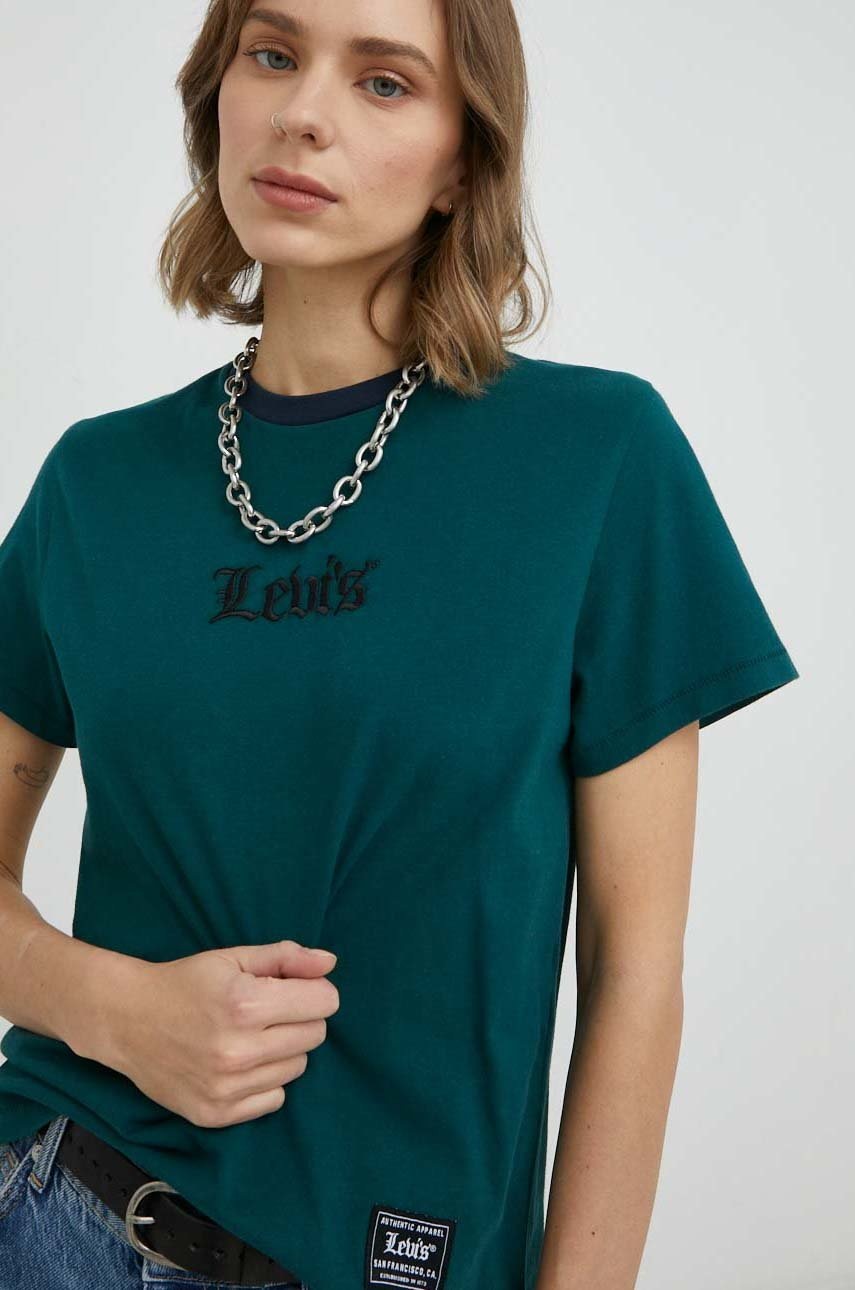 

Памучна тениска Levi's в зелено, Зелен