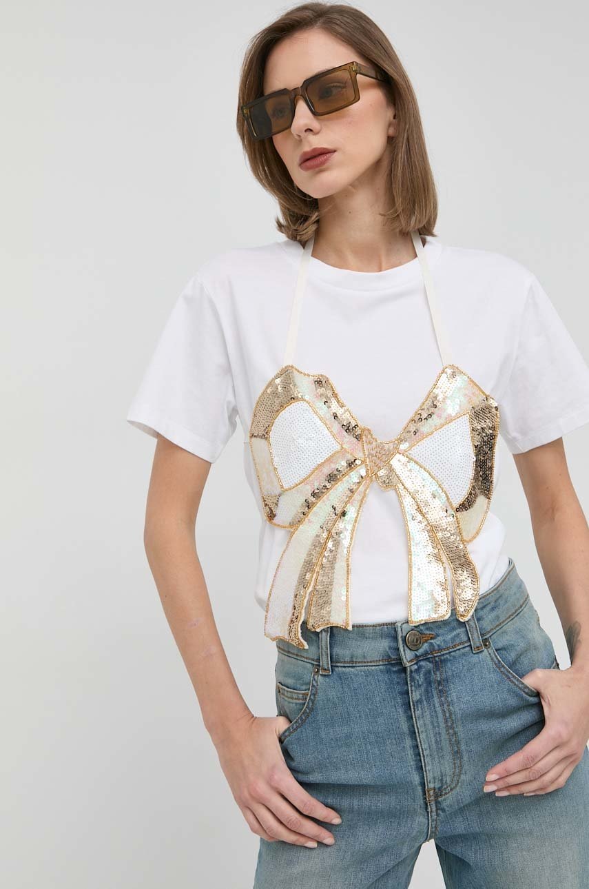 

Памучна тениска Twinset в бяло, Бял