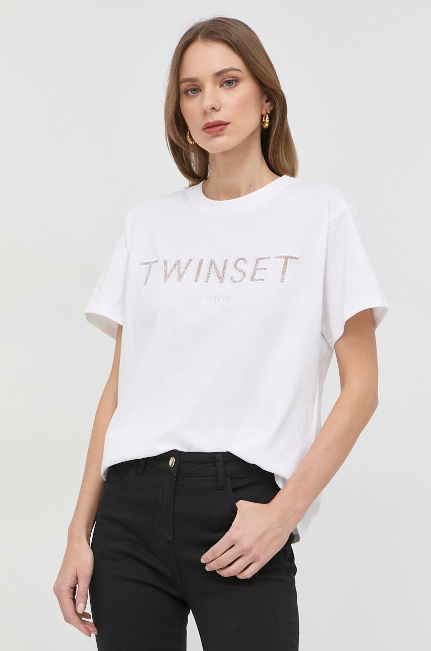 

Хлопковая футболка Twinset цвет белый
