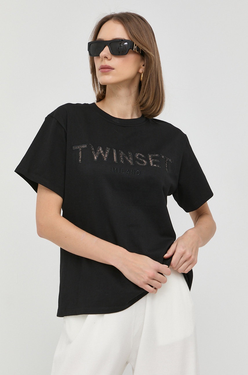 

Хлопковая футболка Twinset цвет чёрный