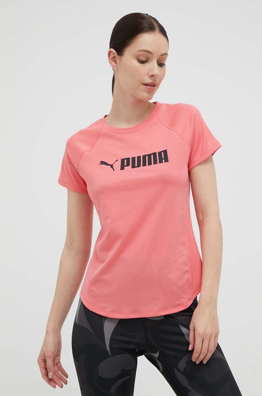 Levně Tréninkové tričko Puma Fit Logo růžová barva