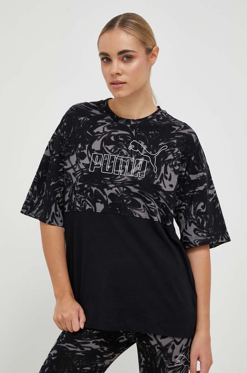 

Памучна тениска Puma в черно, Черен