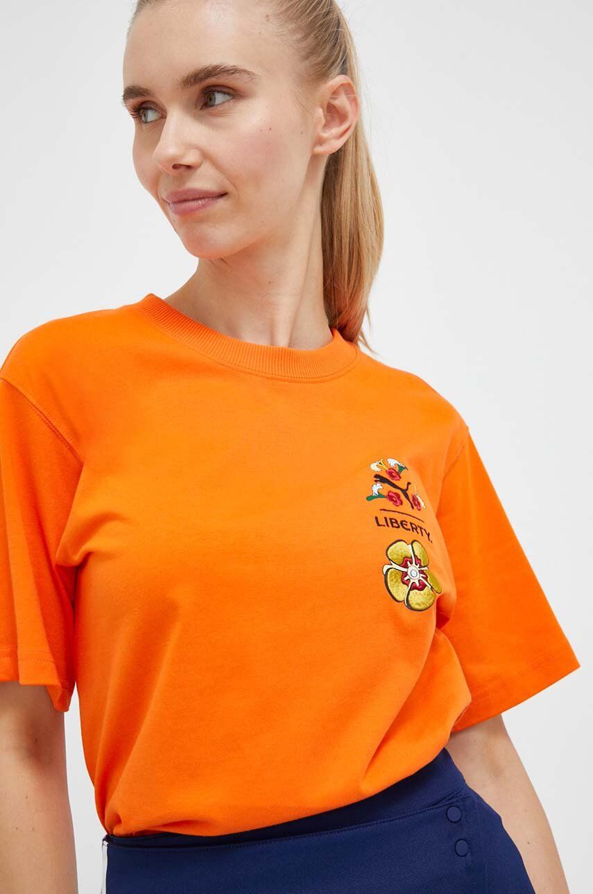 Bavlněné tričko Puma X LIBERTY oranžová barva - oranžová -  Hlavní materiál: 100 % Bavlna 