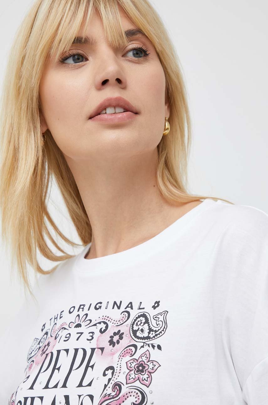 

Хлопковый лонгслив Pepe Jeans Lulu цвет белый
