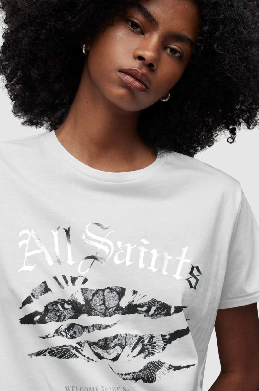 

Хлопковая футболка AllSaints цвет белый