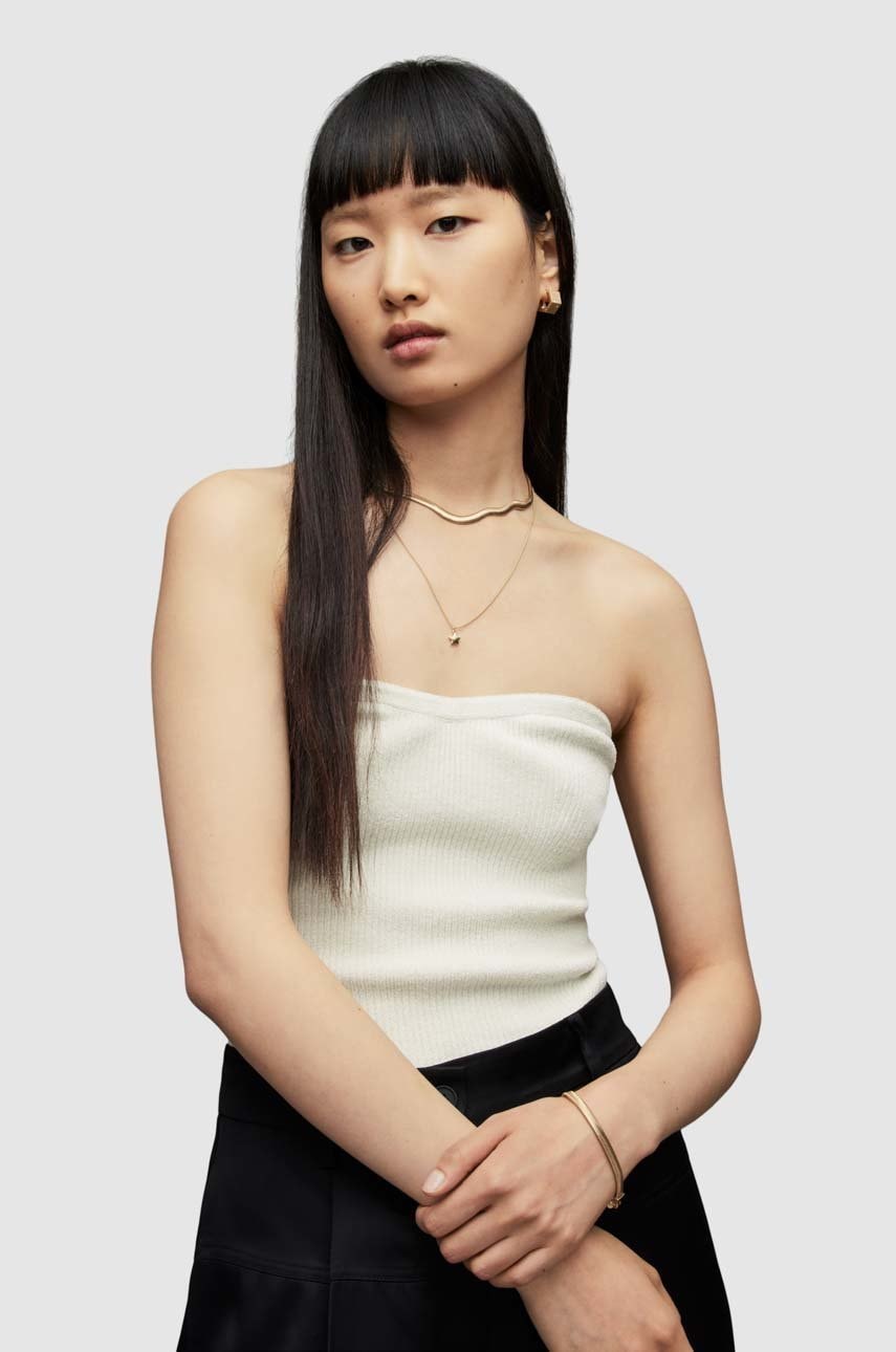 AllSaints top femei, culoarea alb, cold shoulder