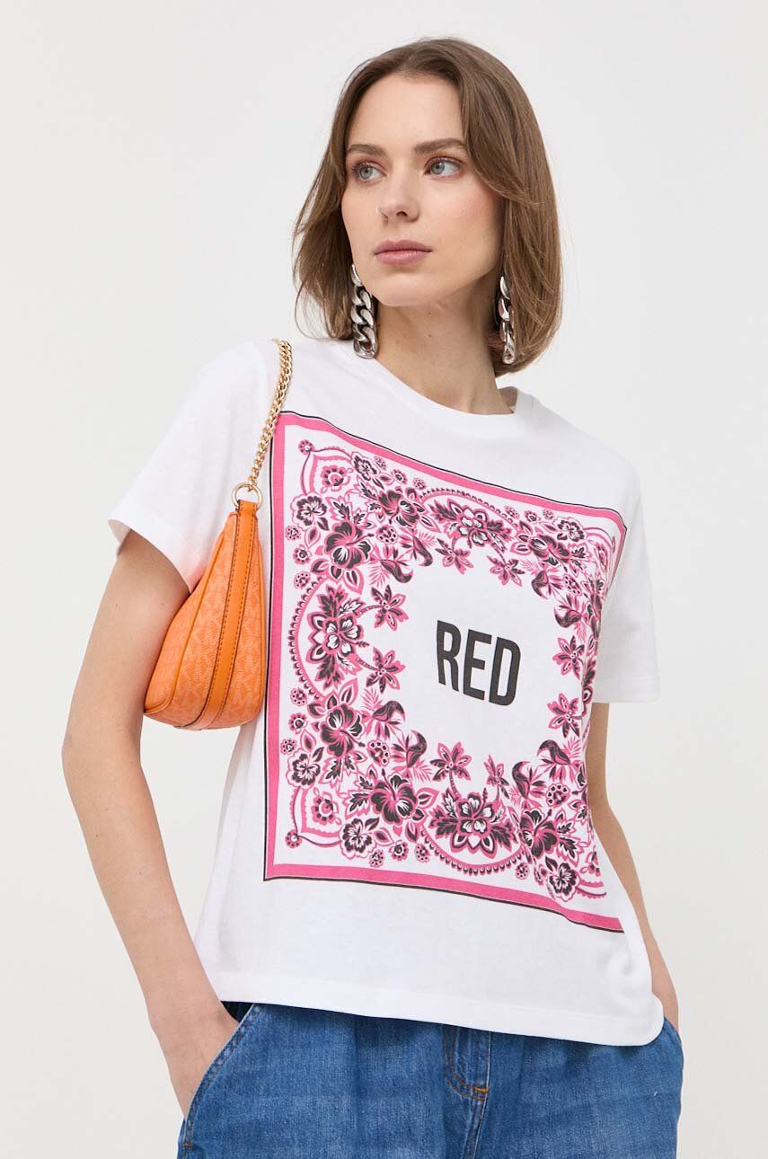 Bavlněné tričko Red Valentino bílá barva