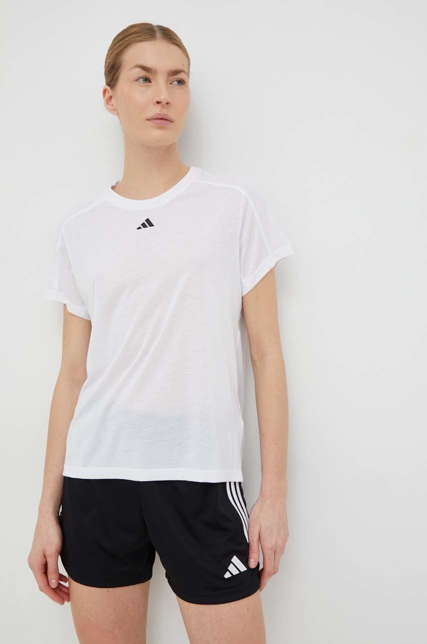 Levně Tréninkové tričko adidas Performance Training Essentials bílá barva