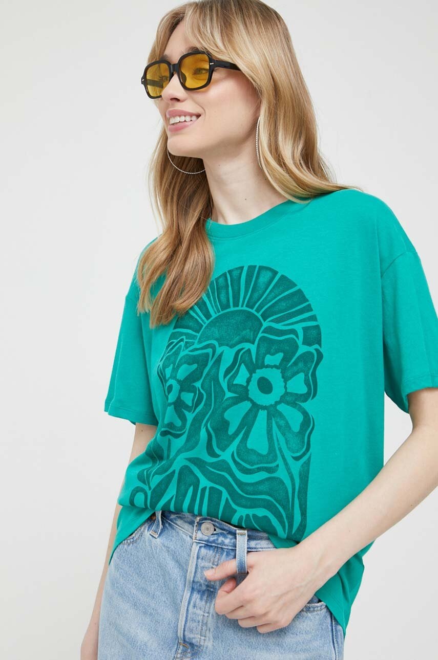 

Памучна тениска Hollister Co. в зелено, Зелен