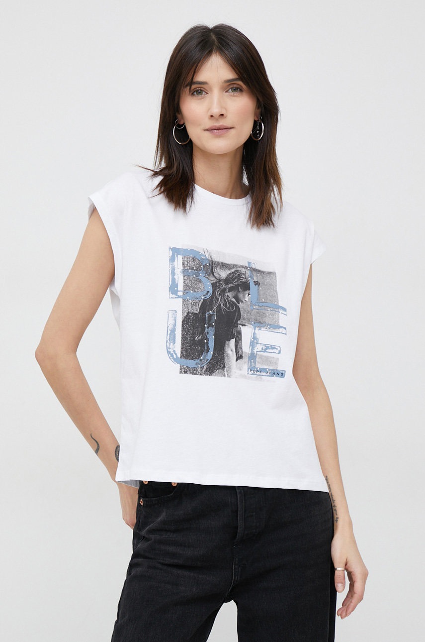 

Бавовняна футболка Pepe Jeans Marguerite колір білий