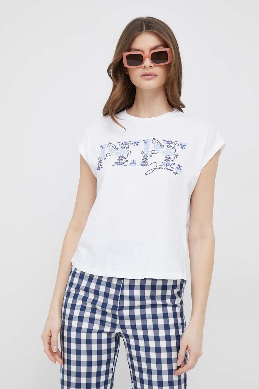 Pepe Jeans Tricou Din Bumbac Nolly Culoarea Alb