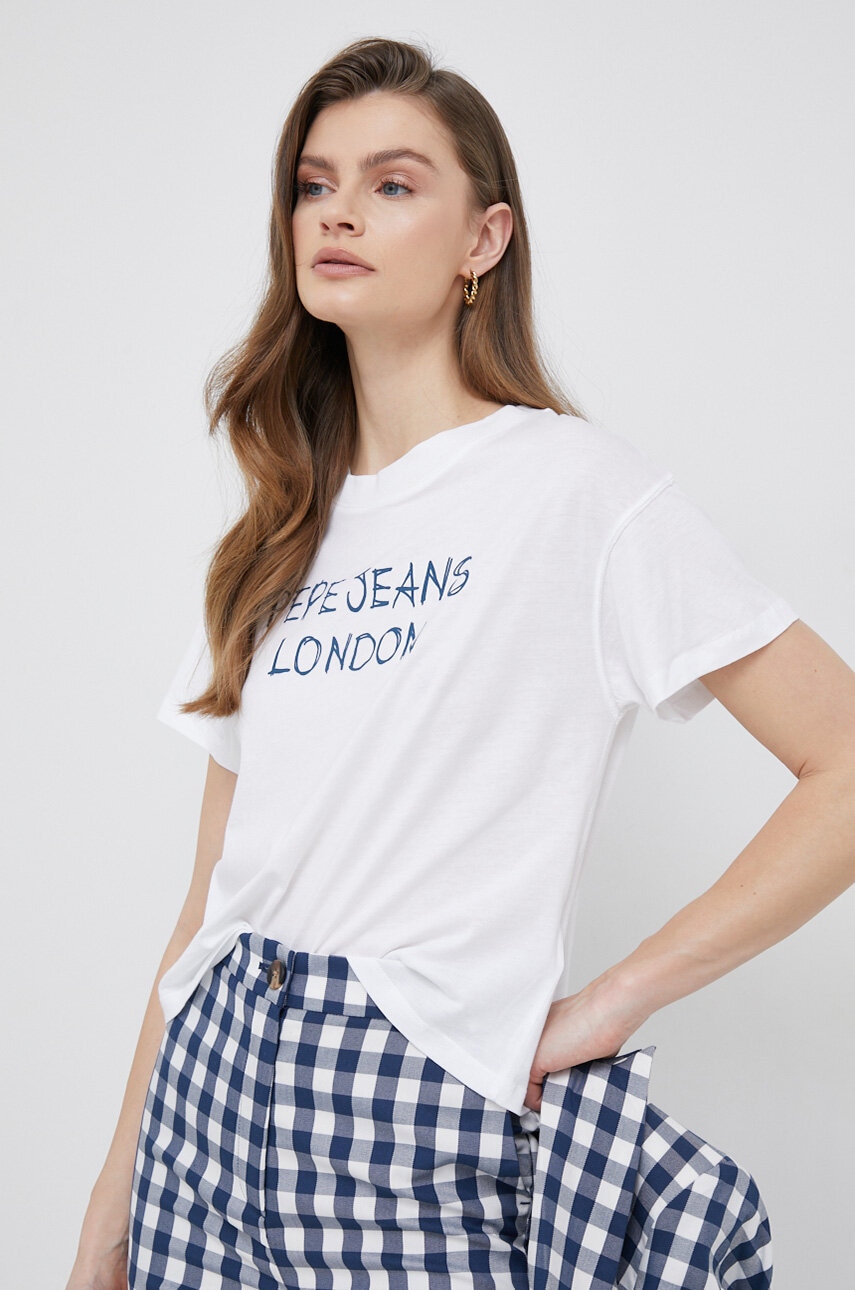 Pepe Jeans Tricou Netty Femei, Culoarea Alb