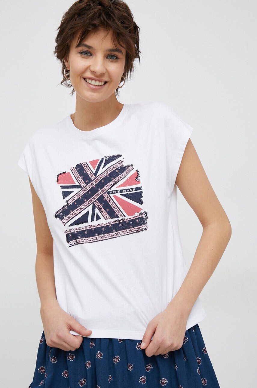

Памучна тениска Pepe Jeans Natty в бяло, Бял