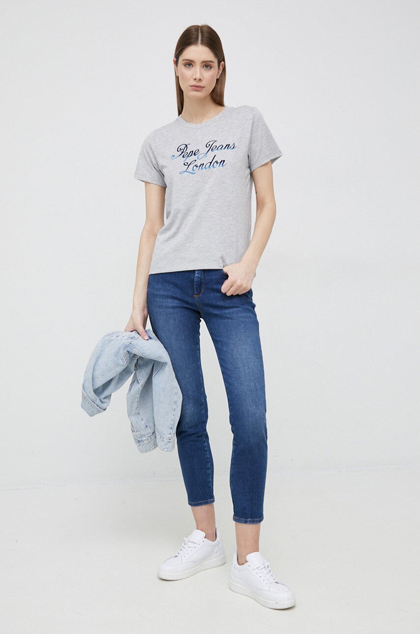 

Футболка Pepe Jeans Mara жіноча колір сірий