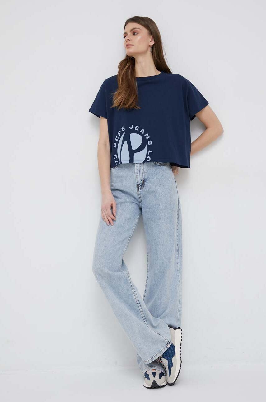 

Бавовняна футболка Pepe Jeans Wendel колір синій