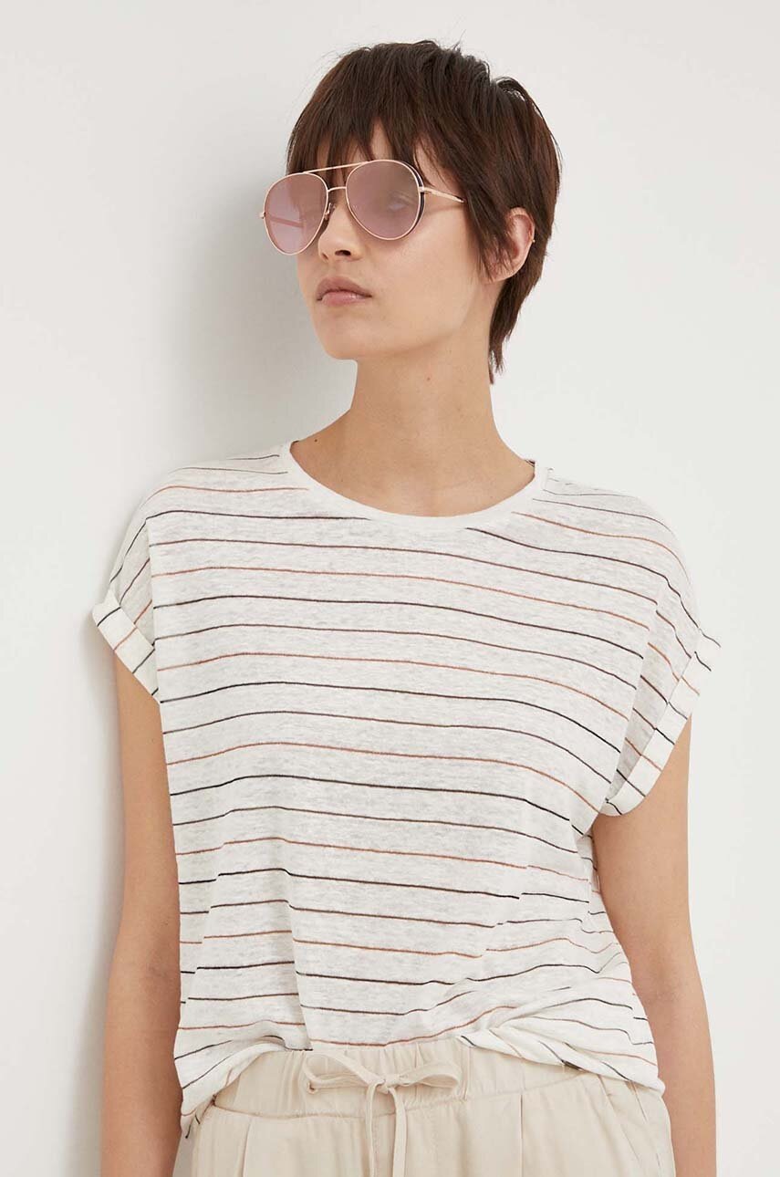 

Ленена тениска Pepe Jeans Olaya в бежово, Бежов