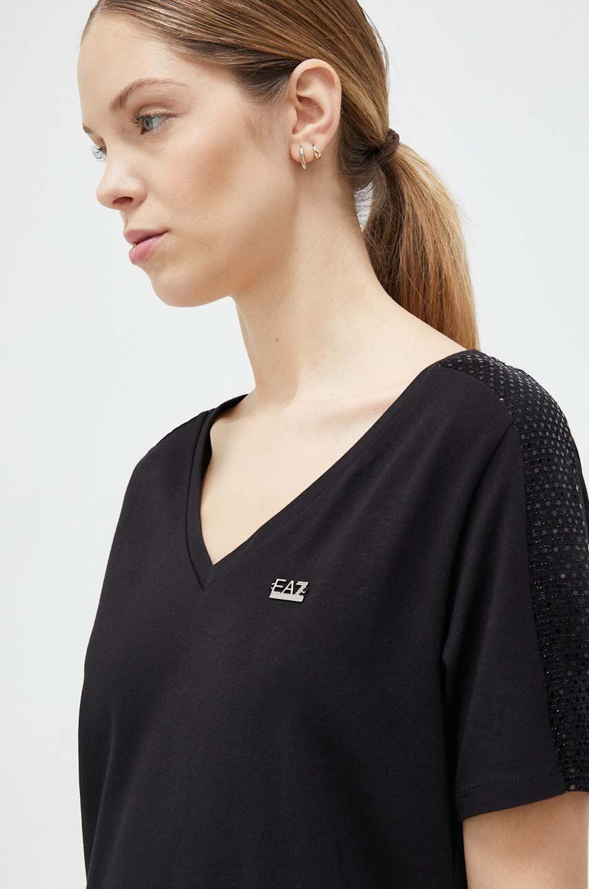 EA7 Emporio Armani tricou femei, culoarea negru
