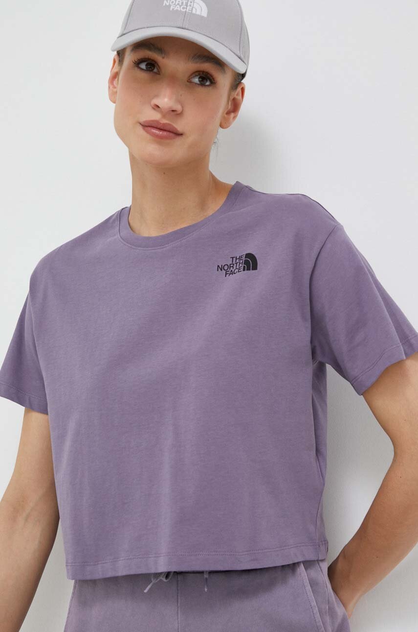 

Хлопковая футболка The North Face цвет фиолетовый