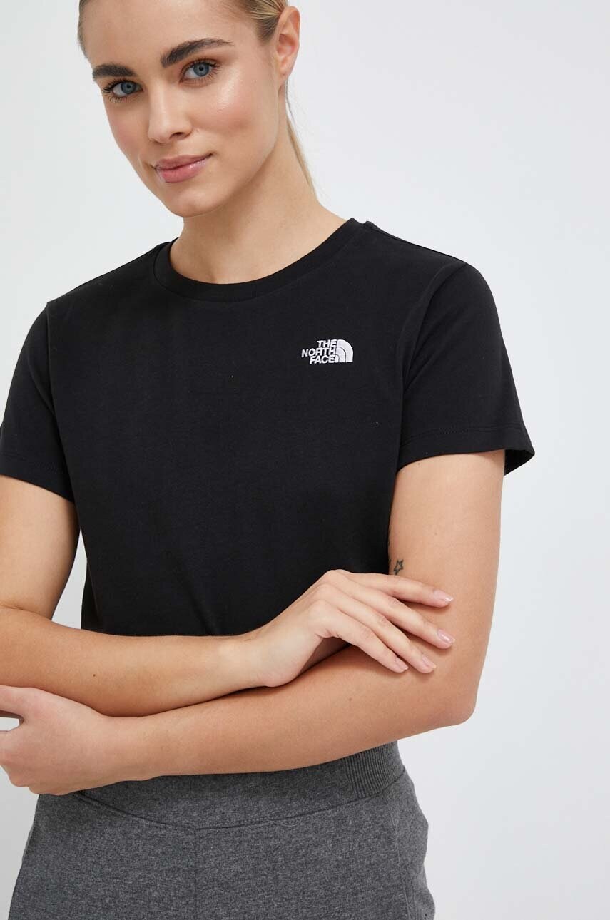 

Памучна тениска The North Face в черно, Черен
